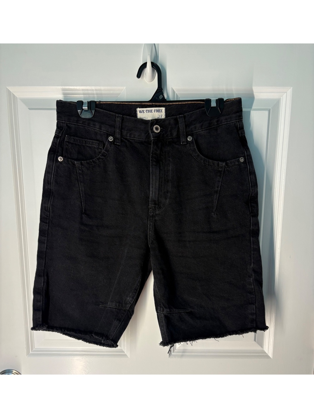 Punk Streetwear Grunge Skatercore Boho Black Denim Raw Hem Shorts